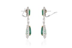 16.02 Carat Emerald Dangle Earrings with Diamonds