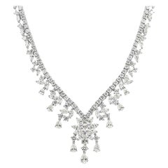 Mark Broumand 16.02 Carat Fancy Cluster Diamond Necklace in 18 Karat White Gold