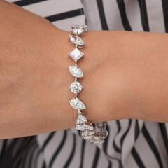 16.03 Carat Mixed Cut Diamond Link Bracelet 14 Karat White Gold All Tariffs Paid