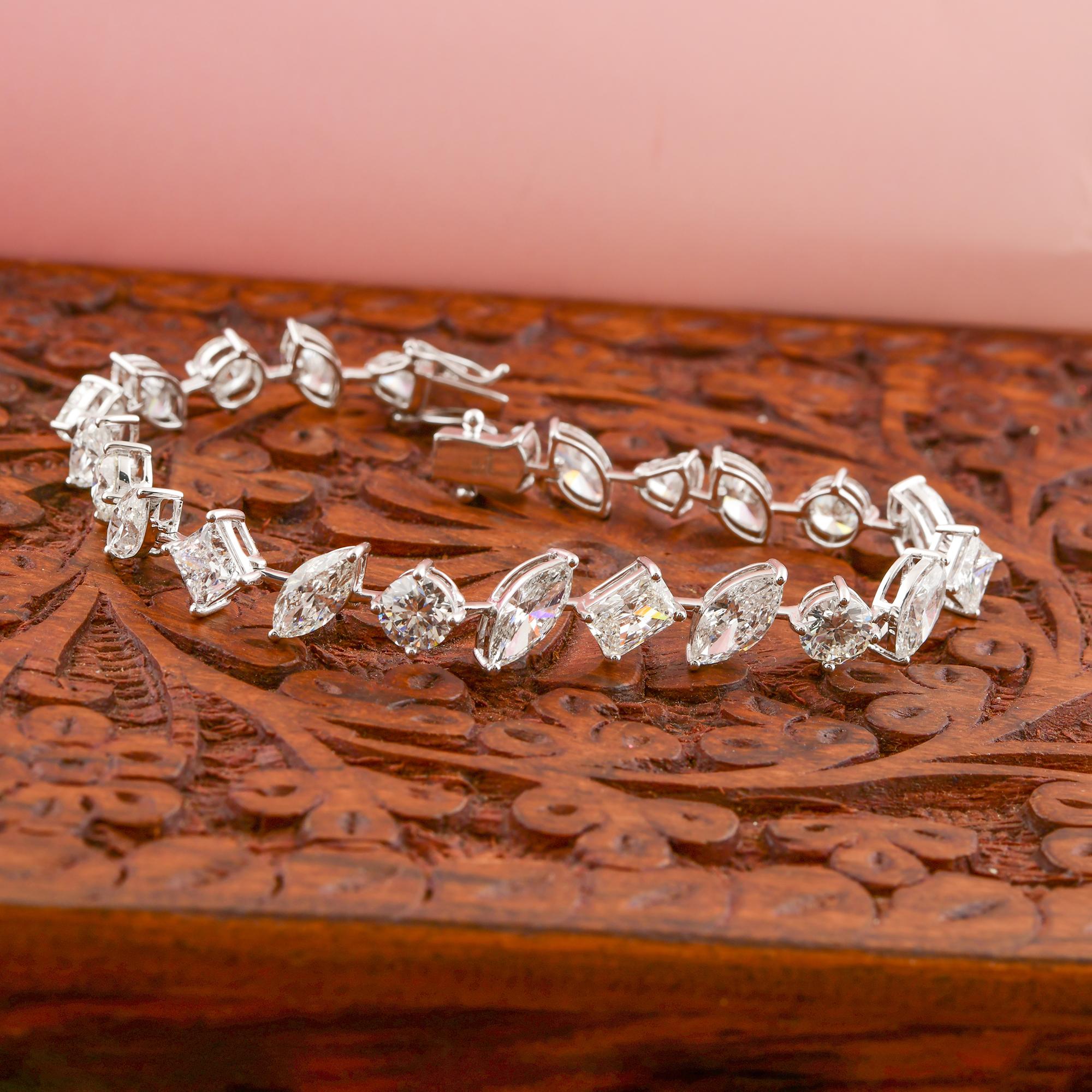 Donna Bracciale A Link con diamanti a taglio misto da 16,03 carati in oro bianco 14 carati Tutte le tariffe pagate in vendita