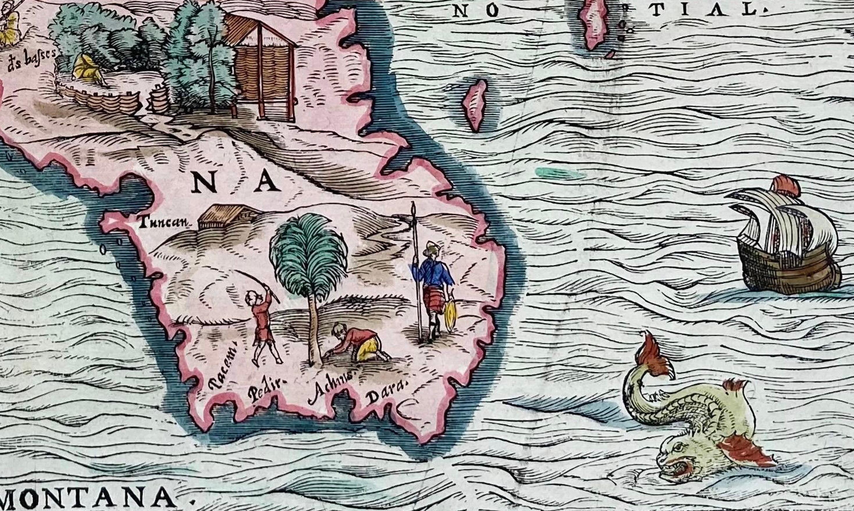 1606 Mapa xilográfico coloreado a mano de Sumatra de Delle Navigationi de Ramusio Grabado en venta