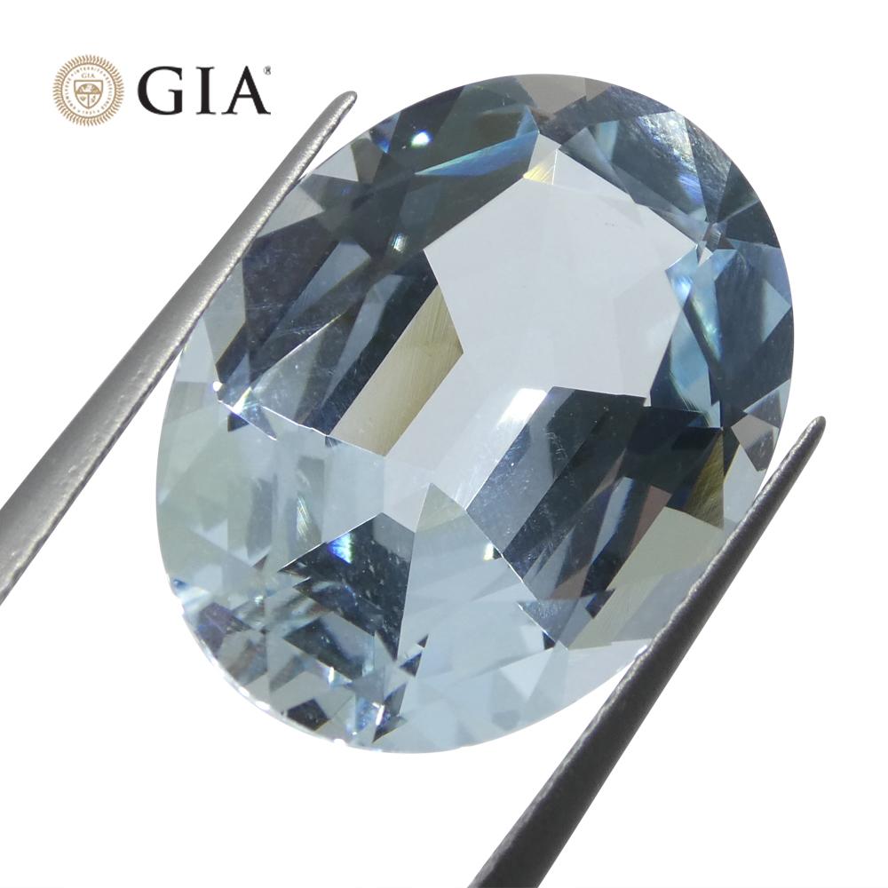 16.06ct Oval Blue Aquamarine GIA Certified Brazil Unheated  In New Condition For Sale In Toronto, Ontario