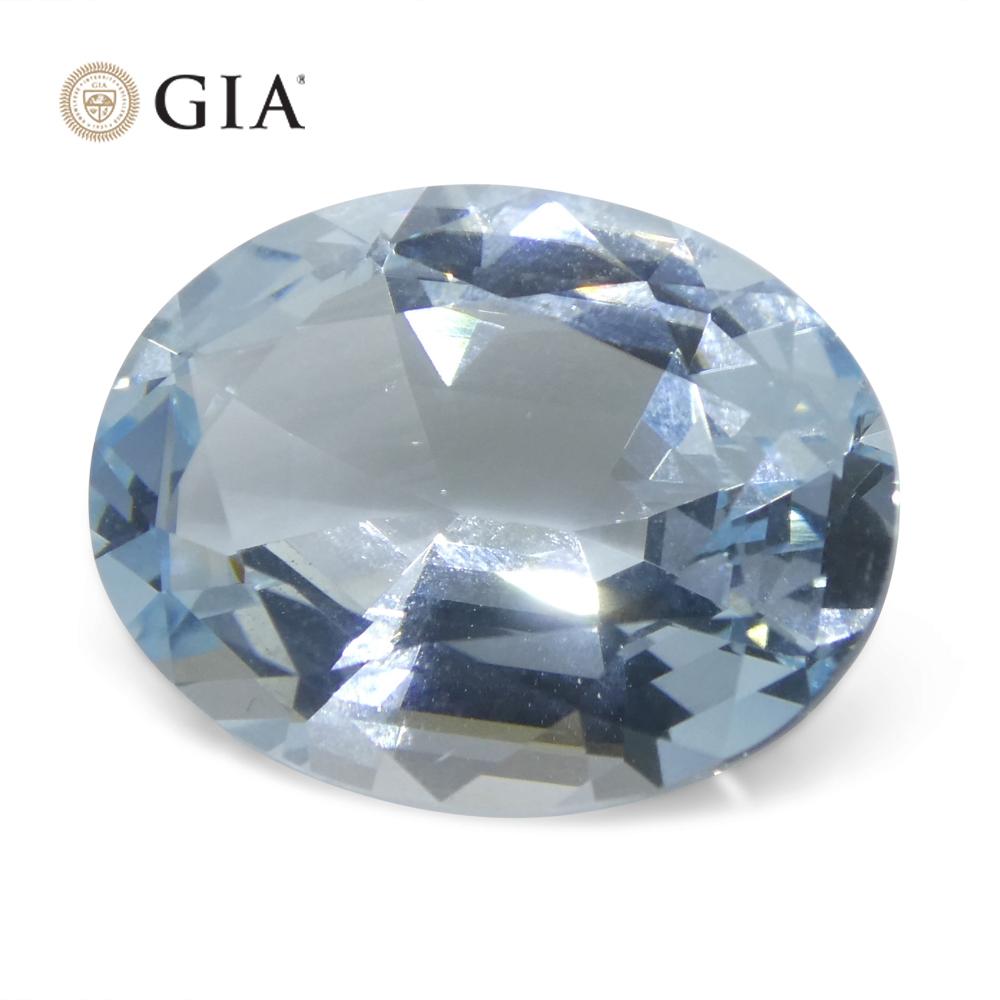 Women's or Men's 16.06ct Oval Blue Aquamarine GIA Certified Brazil Unheated  For Sale
