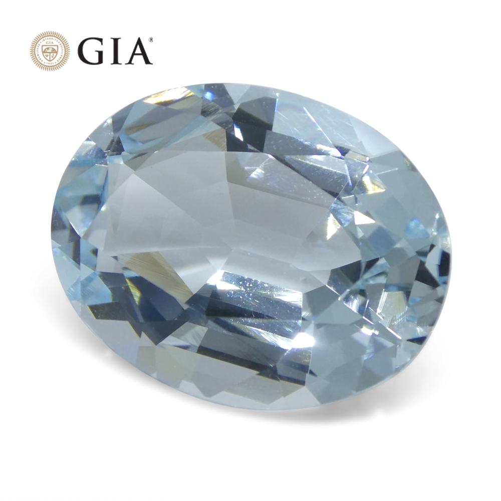 Women's or Men's 16.06ct Oval Blue Aquamarine GIA Certified Brazil Unheated