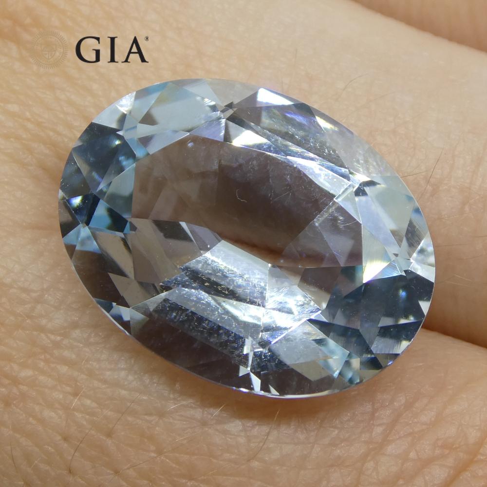 16.06ct Oval Blue Aquamarine GIA Certified Brazil Unheated  For Sale 2