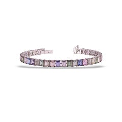 16.07 Carat Multi-Sapphire & Diamond Tennis Bracelet