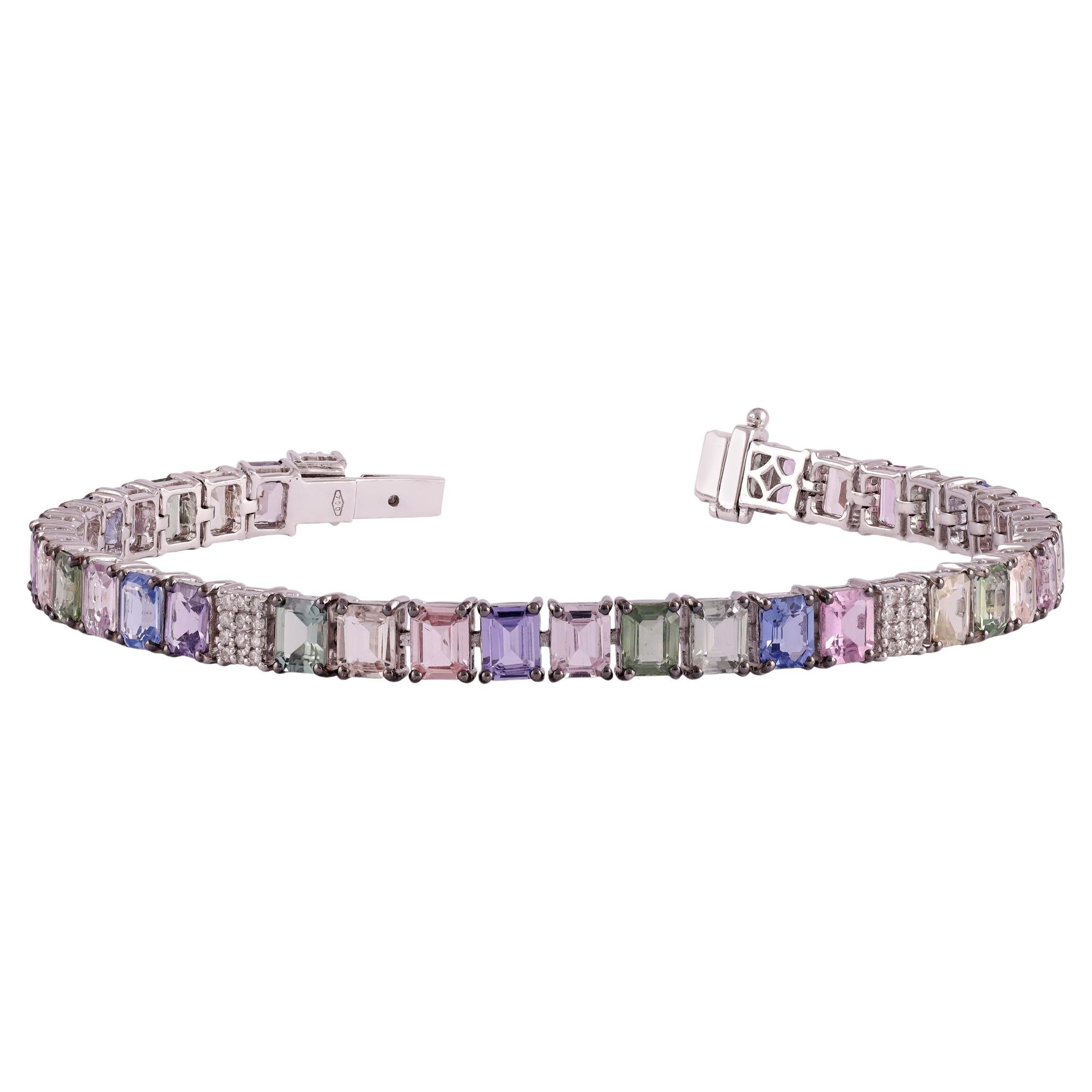 Bracelet tennis avec plusieurs saphirs et diamants de 16,07 carats
