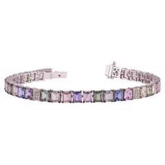 16.07 Carat Multi-Sapphire & Diamond Tennis Bracelet