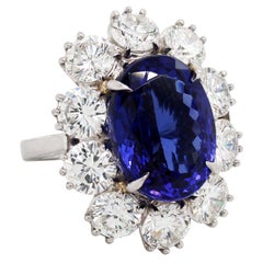 16.07 Carat Oval Tanzanite Platinum Large Diamonds Cocktail Ring