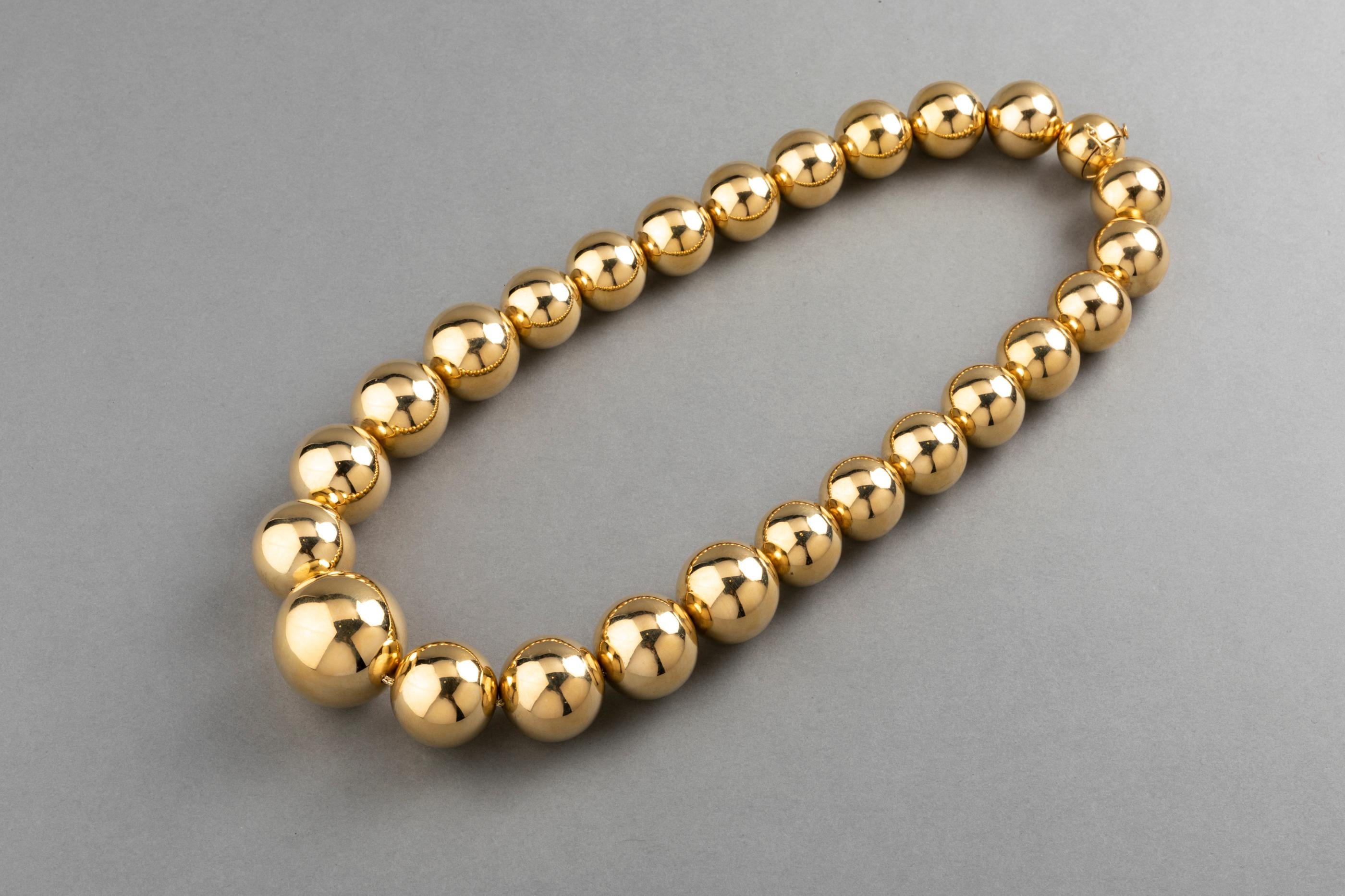 Women's 160.8 Grams French Gold Ball Necklace