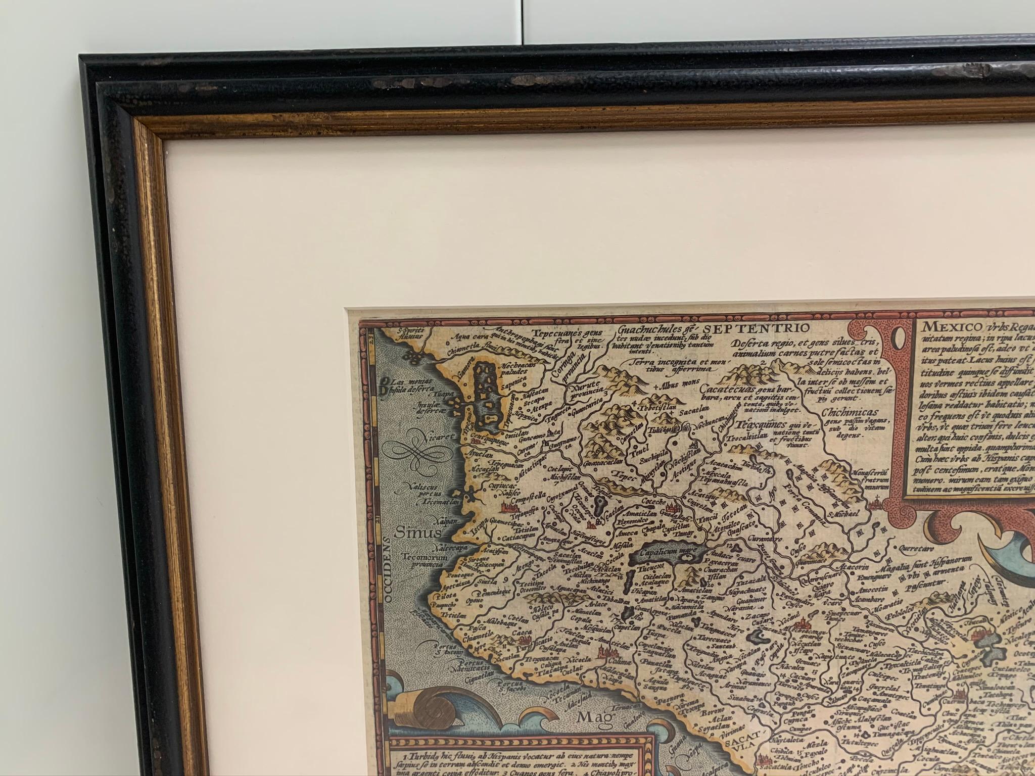 1608 Hispaniae Novae Sive Magnae Vera Descriptio Gerahmte Mexiko Karte. Wie gefunden benutzerdefinierte schwarze Holzrahmen / Mattierung.

Diese Karte basiert auf dem Werk von Abraham Ortelius und ist ein Beispiel für eine der frühesten erhaltenen,