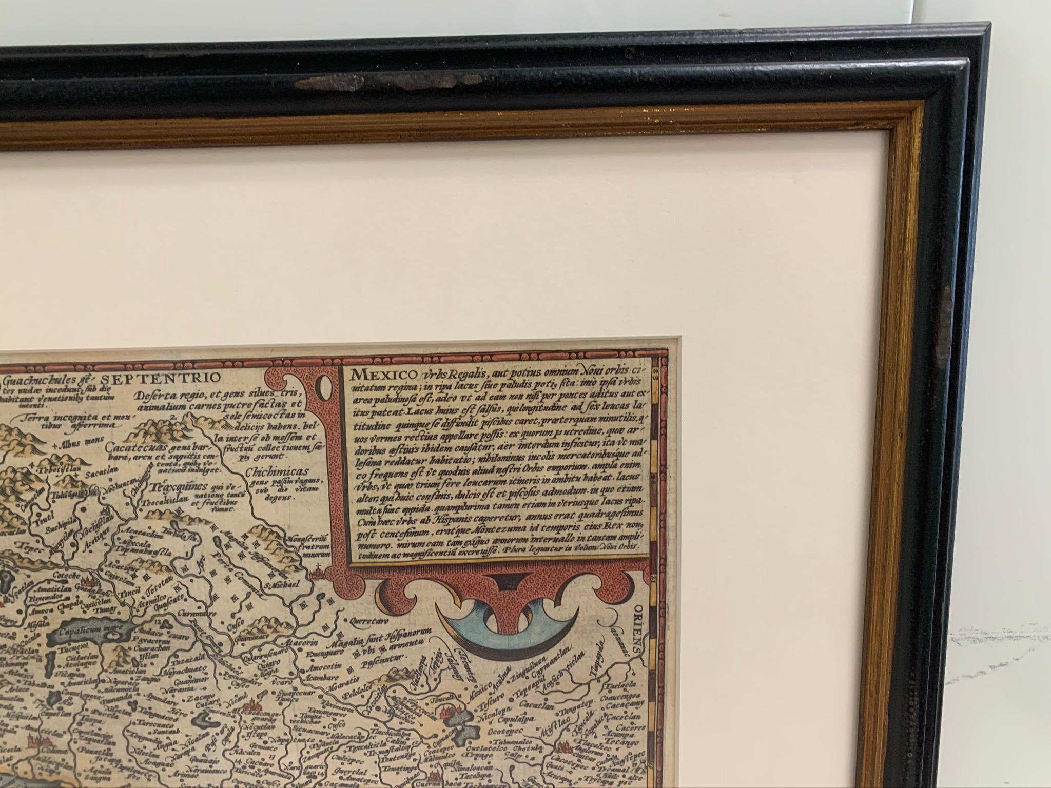 1608 Hispaniae Novae Sive Magnae Vera Descriptio Gerahmte Mexikokarte im Zustand „Gut“ im Angebot in Stamford, CT
