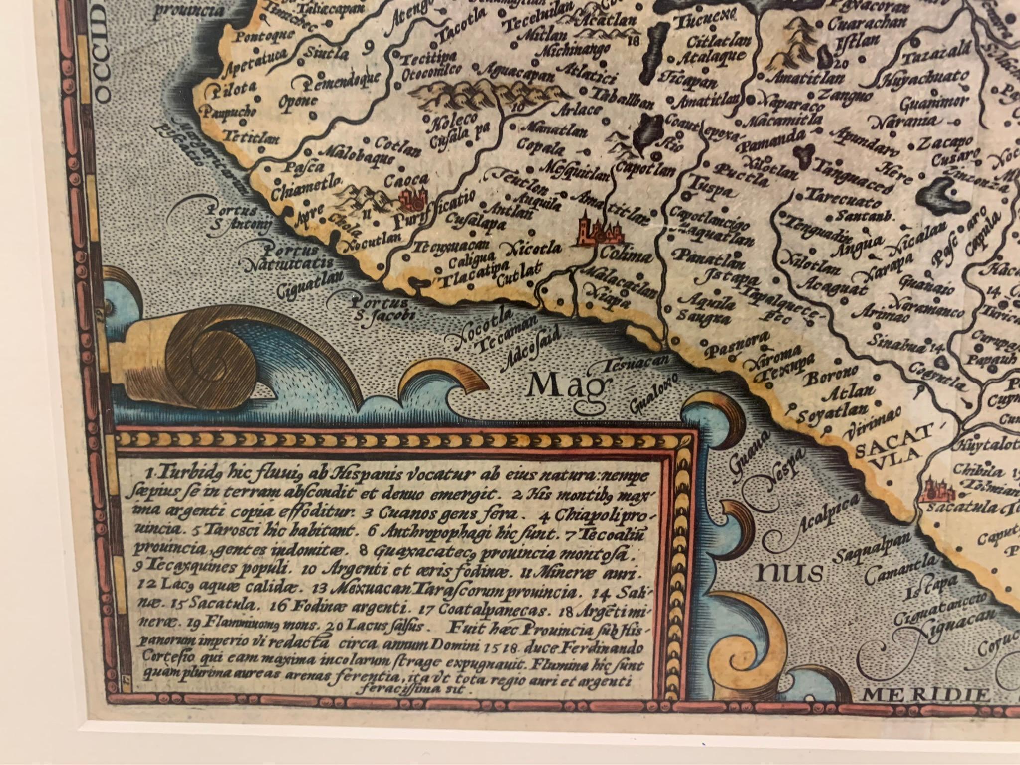 1608 Hispaniae Novae Sive Magnae Vera Descriptio Gerahmte Mexikokarte im Angebot 2
