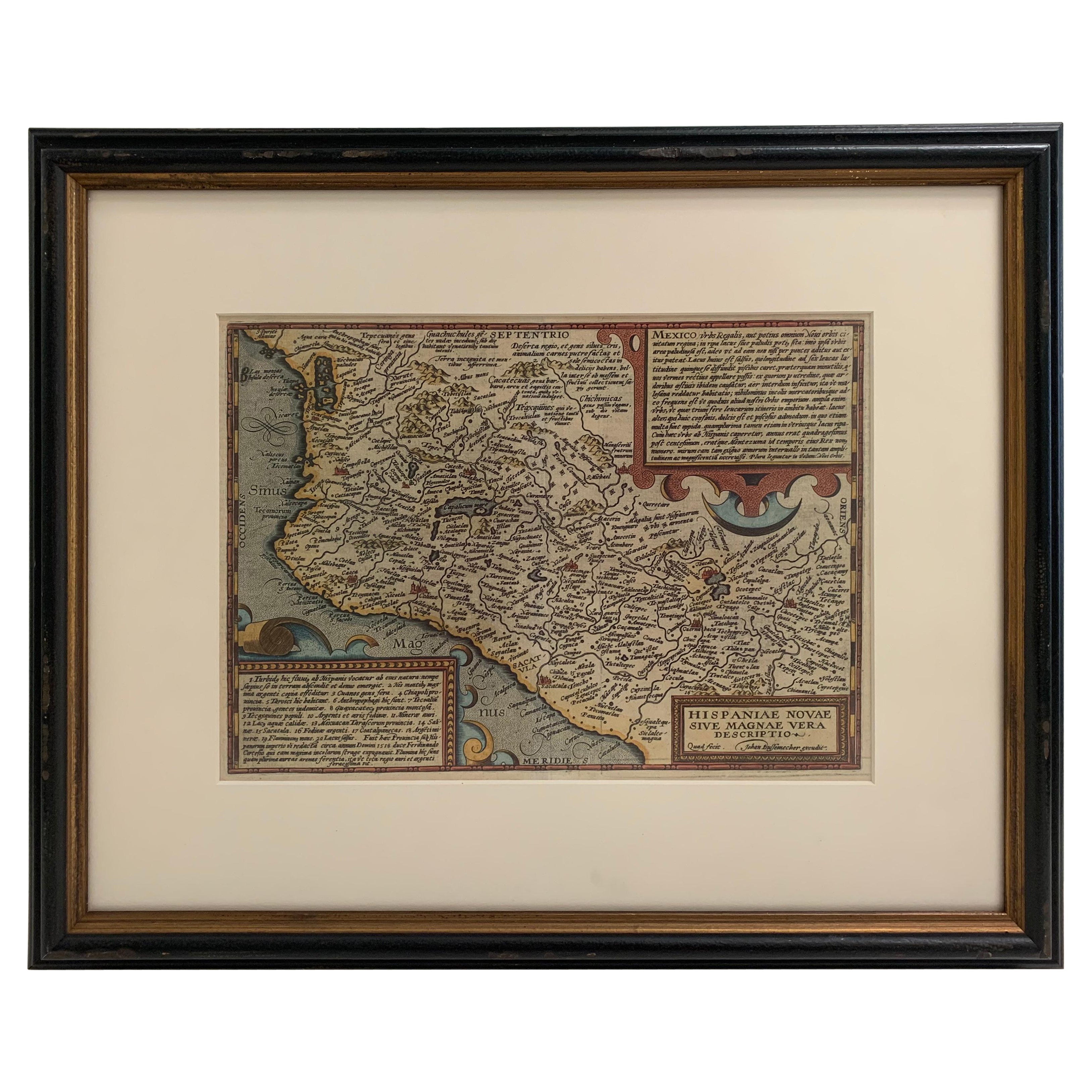 1608 Hispaniae Novae Sive Magnae Vera Descriptio Mappa del Messico con cornice