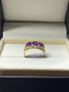 1.60ct Amethyst antique engagement ring in 9ct yellow gold.
