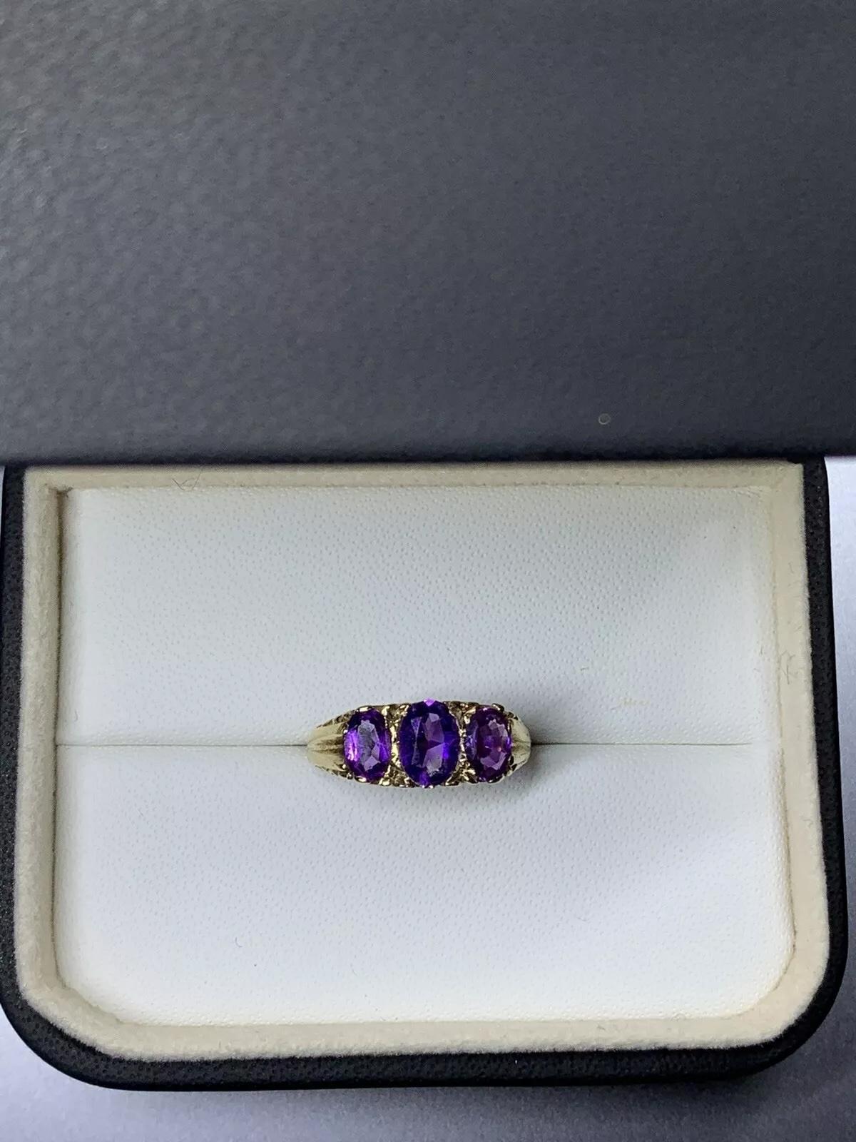 1.60ct Amethyst antique engagement ring in 9ct yellow gold. For Sale 1