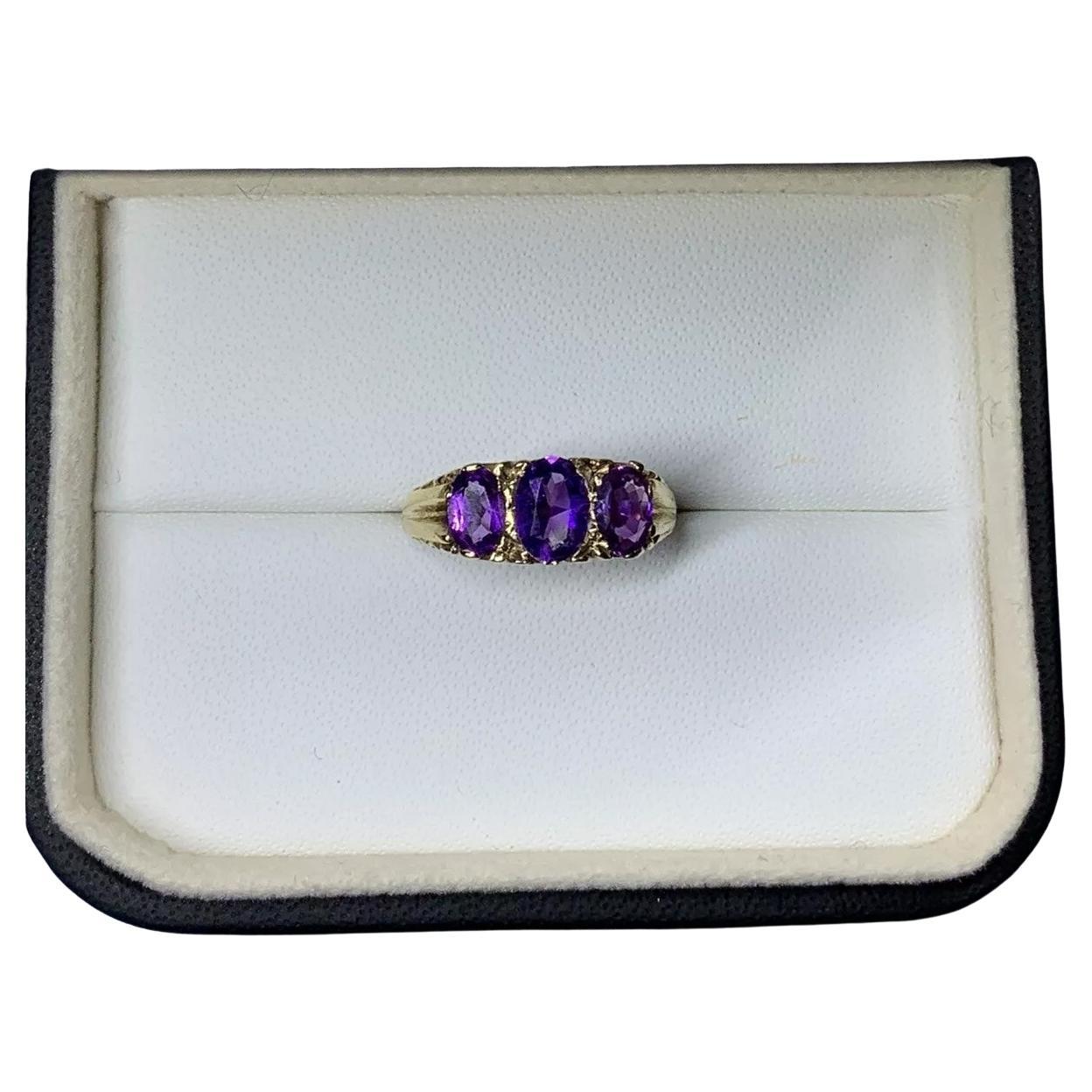 1.60ct Amethyst antique engagement ring in 9ct yellow gold.