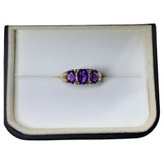 1.60ct Amethyst antique engagement ring in 9ct yellow gold.