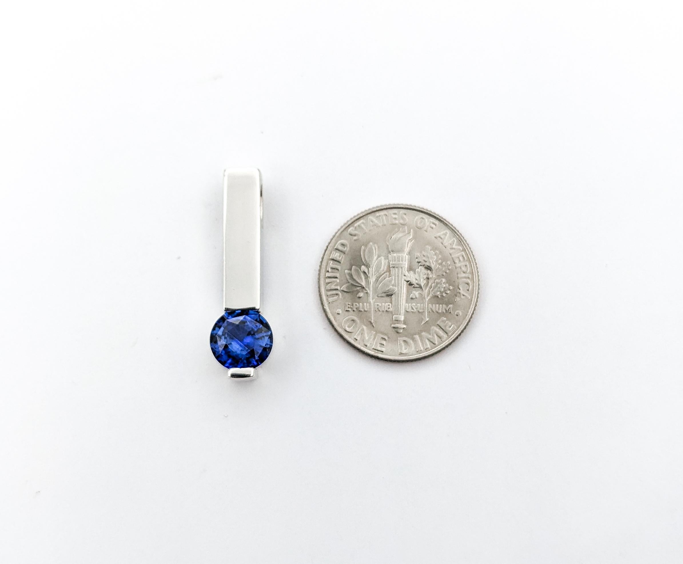 1.60ct Blue Sapphire Pendant In White Gold 1