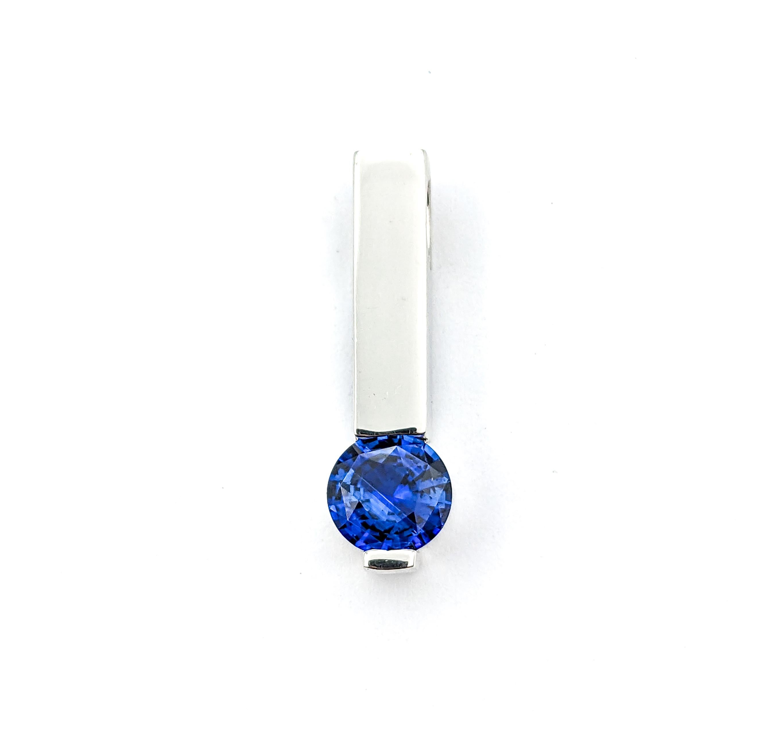 1.60ct Blue Sapphire Pendant In White Gold 2