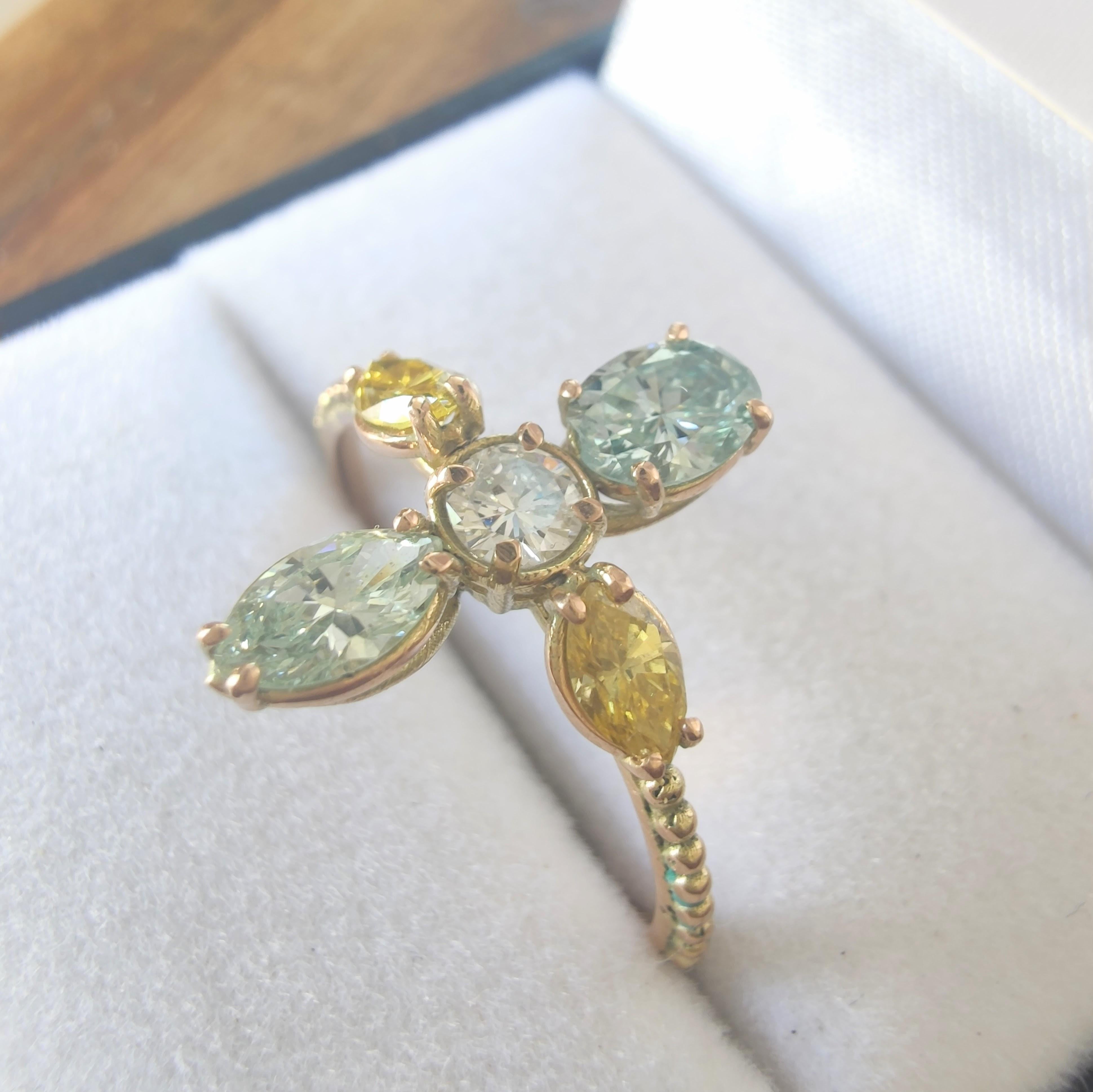 Anello con diamante colorato da 1,60 carati in oro 14K con fantasia giallo-verdognola - Venerdì nero in vendita 4