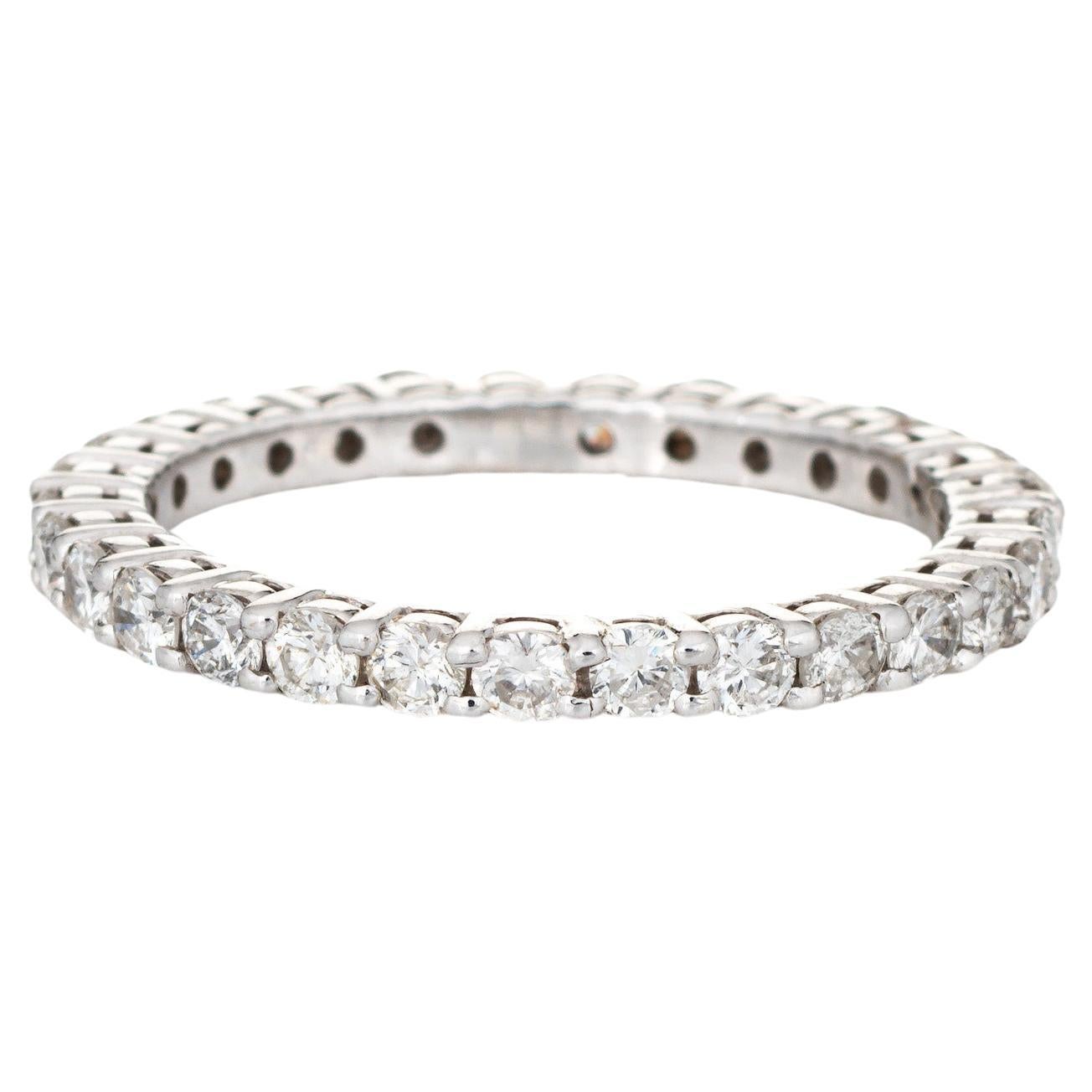 1.60ct Diamond Eternity Ring Sz 8.5 Vintage 14k White Gold Wedding Band Jewelry