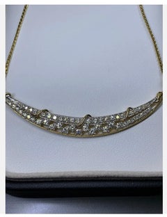 1.60ct Diamond Half Moon Chunky Solitaire Pendant Necklace 18ct yellow gold 12.2