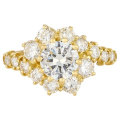 1.60ct Diamond Swirl Cluster Ring in 18K Yellow Gold