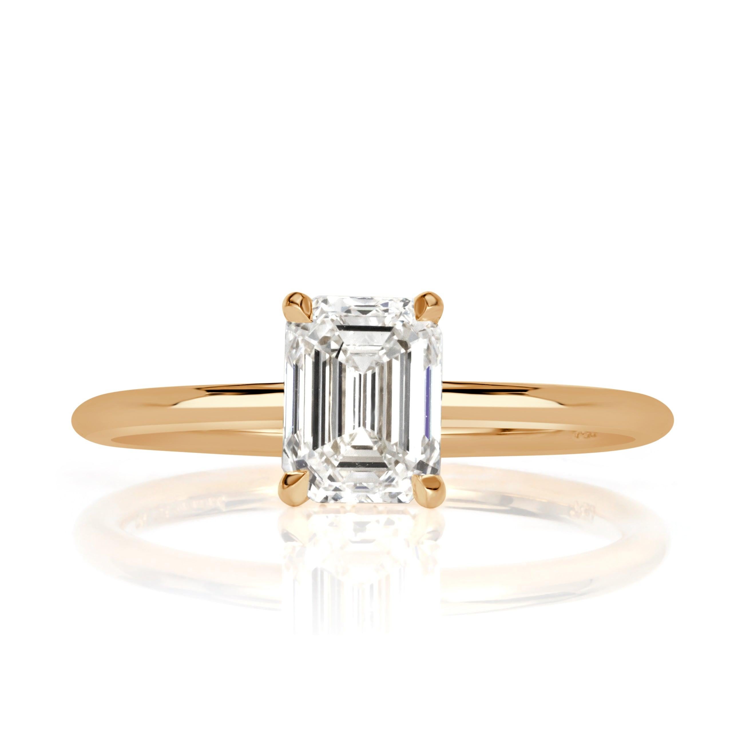 1.60ct Emerald Cut Diamond Engagement Ring For Sale