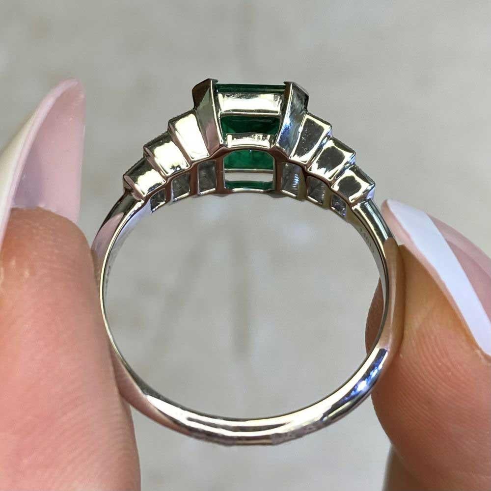 1.60ct Emerald Cut Natural Emerald Engagement Ring, Platinum For Sale 6