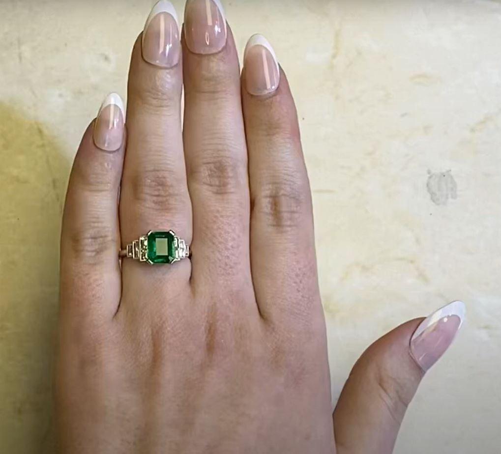 1.60ct Emerald Cut Natural Emerald Engagement Ring, Platinum For Sale 4