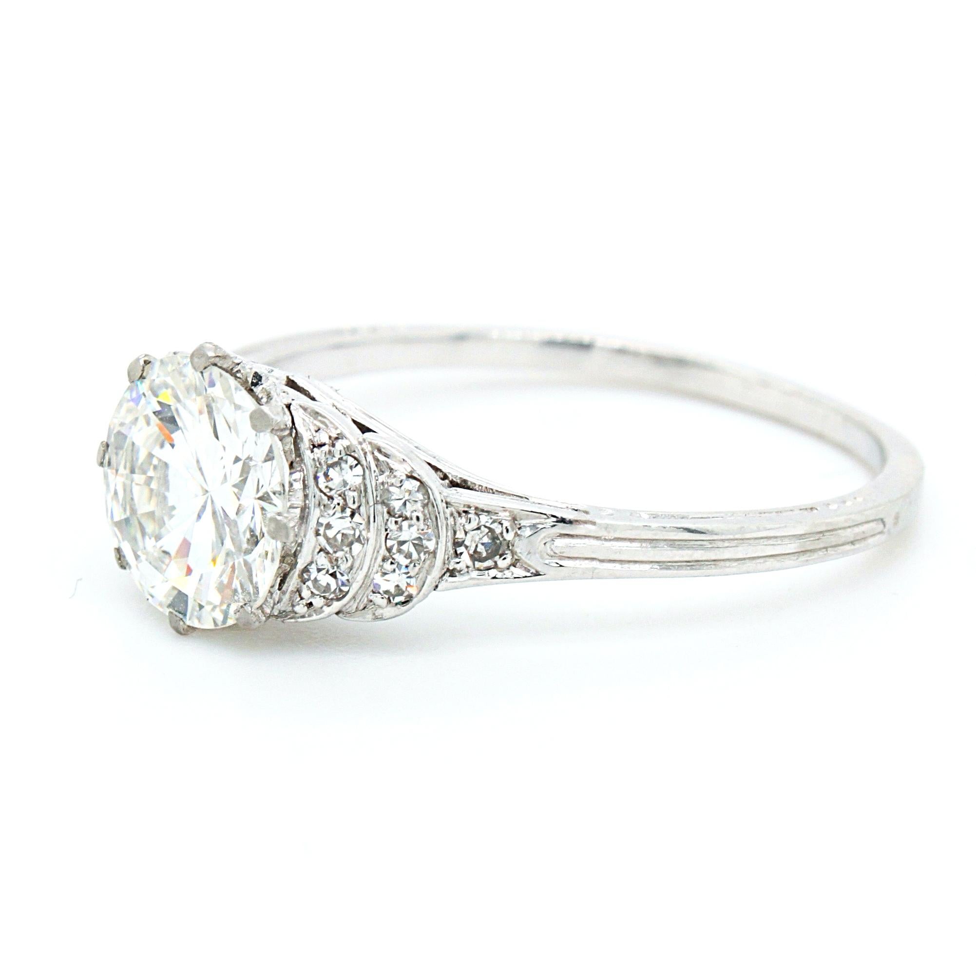 1.60 Carat, G/H-VS Diamond Solitaire Art Deco Ring, circa 1920s 5