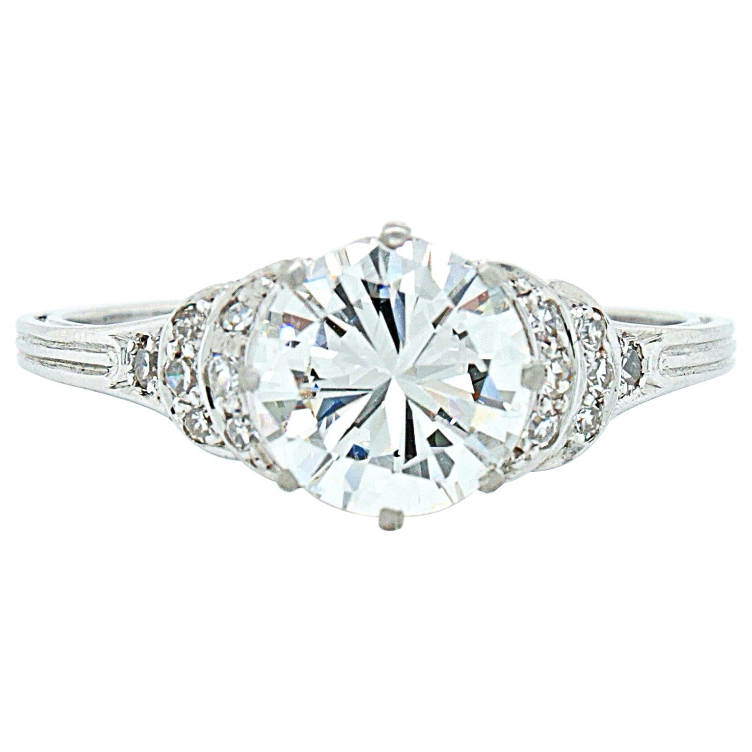 1.60 Carat, G/H-VS Diamond Solitaire Art Deco Ring, circa 1920s