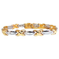 1.60ct Natural Baguette Diamonds x Bracelet 14 Karat Two-Tone & Safe Chain