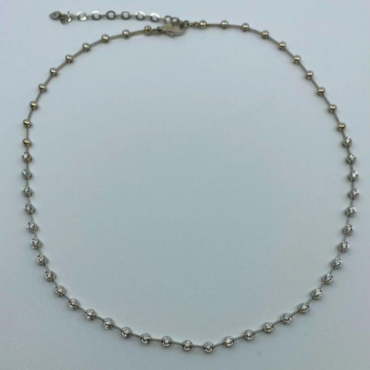 1.60ct Natural Diamond Round Cut 18K White Gold Line Tennis Necklace

18 Karat White Gold Natural Diamond Line Tennis Necklace. 
1.60 total carat of diamonds measuring 2.5mm Si1/2 clarity G/H colour. 32 stones total. 
Set in a beautiful 18k white