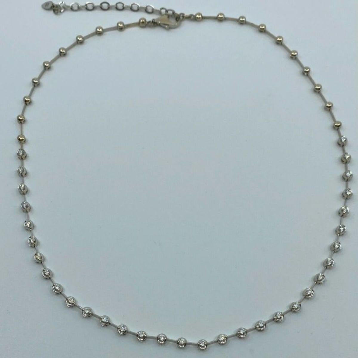 Collier tennis ligne en or blanc 18 carats avec diamants naturels de 1,60 carat de taille ronde en vente 2