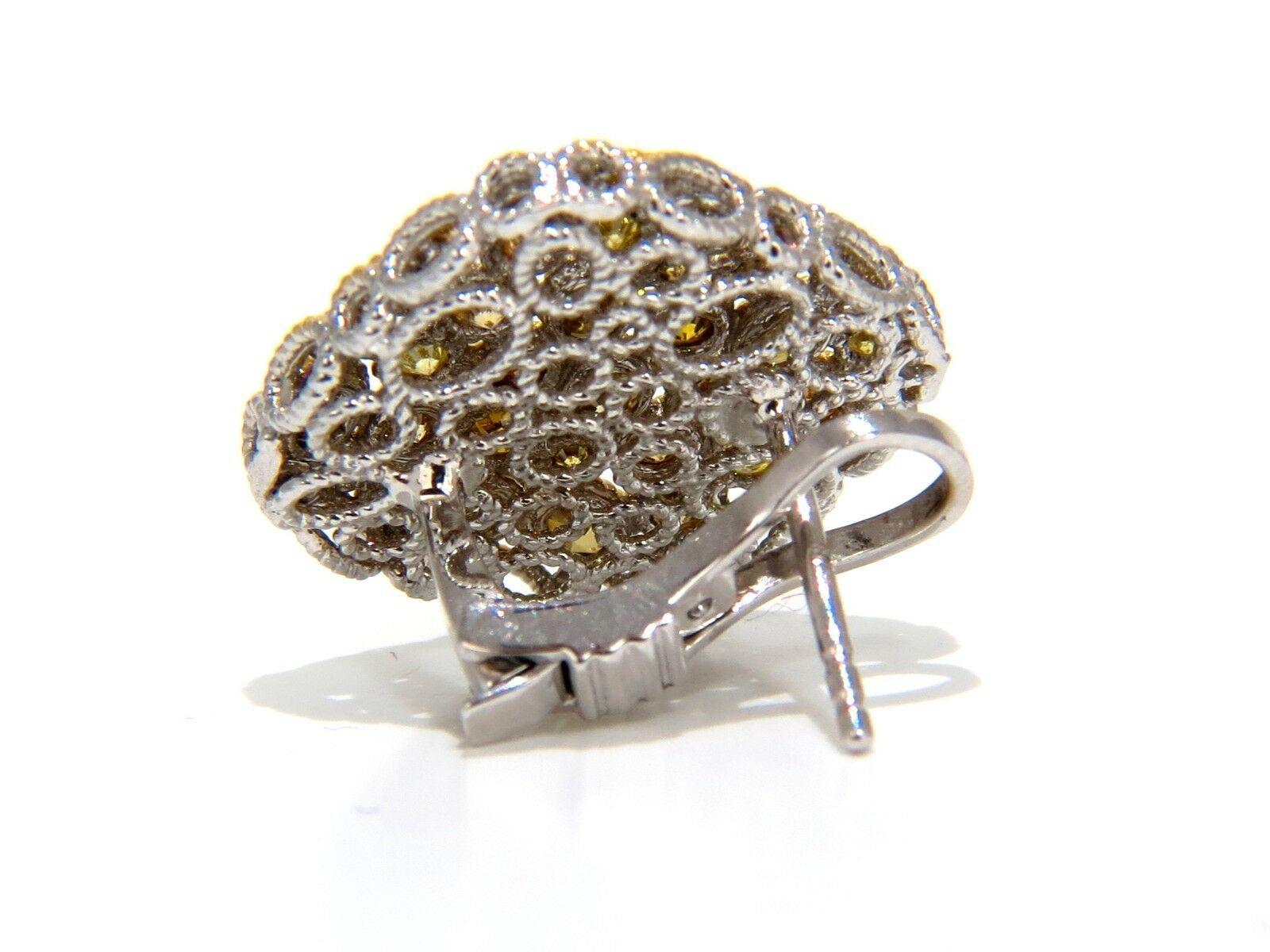 Clips d'oreilles cocktail en or 14 carats avec diamants naturels de couleur fantaisie de 1,60 carat en vente 5