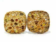 1.60ct Natural Fancy Color Diamonds Clip Cocktail Cluster Earrings 14kt*