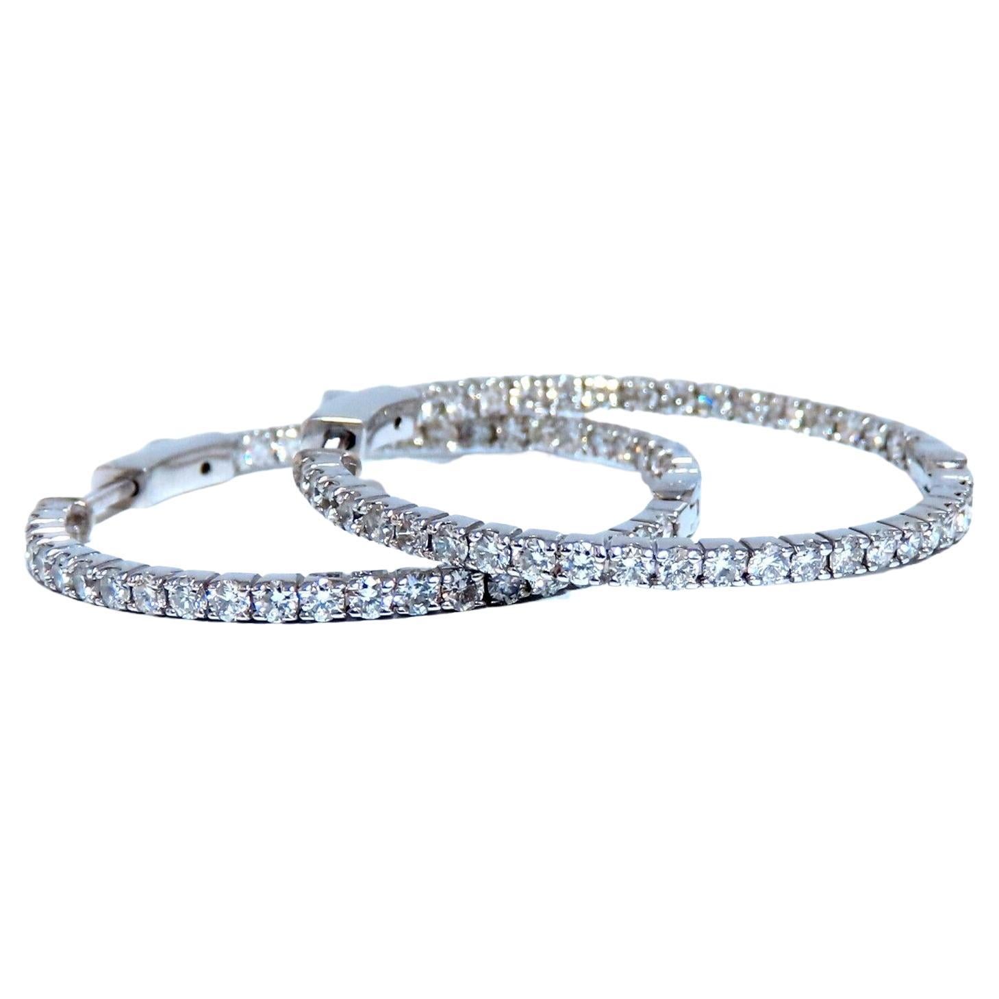 Pendientes de aro de diamante redondo natural de 1,60 ct 14kt