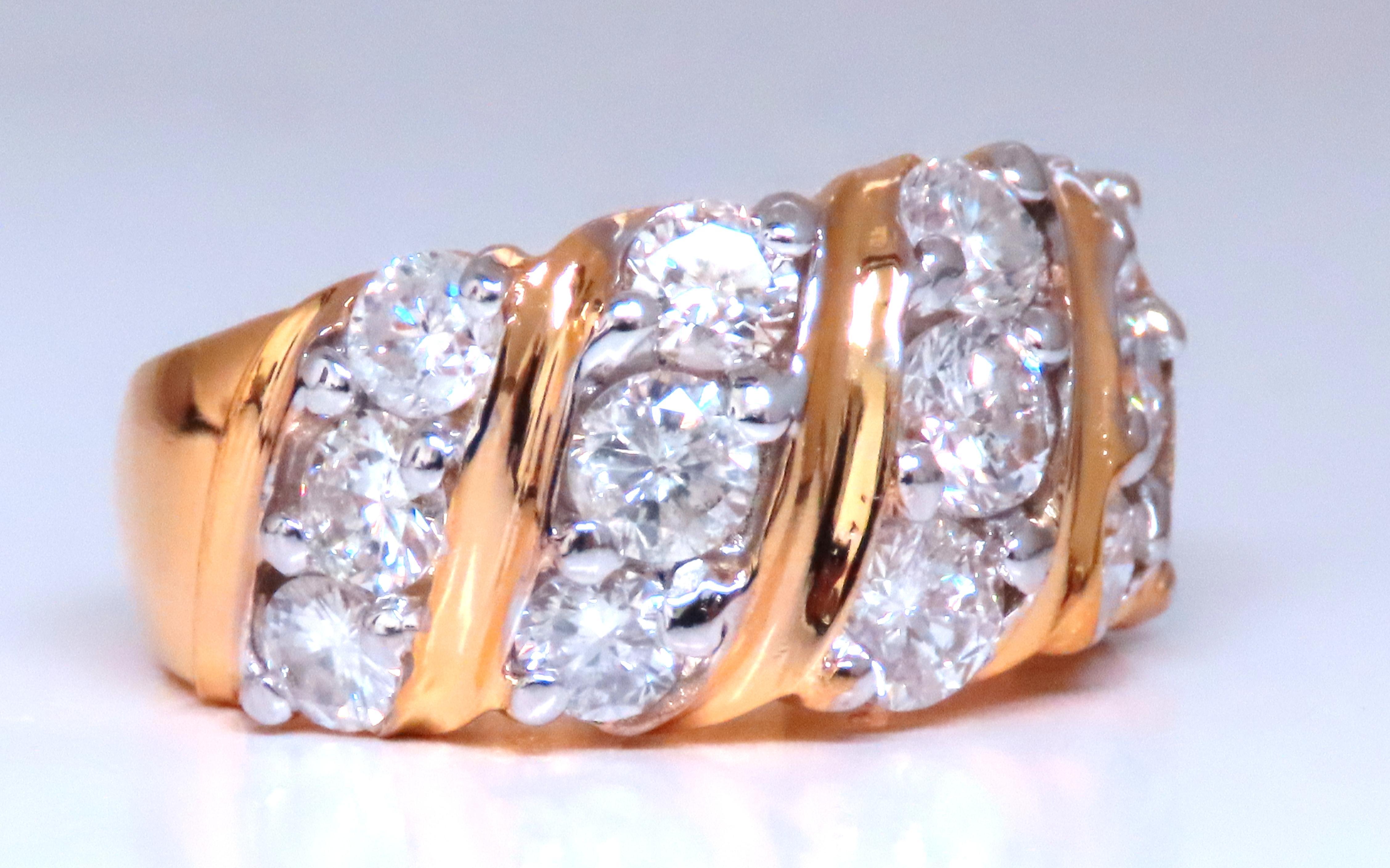 Contemporary 1.60ct Natural Round Diamonds Slant 14kt Gold 12422 For Sale