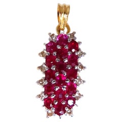 1.60ct Natural Ruby Diamonds Cluster Pendant 18kt