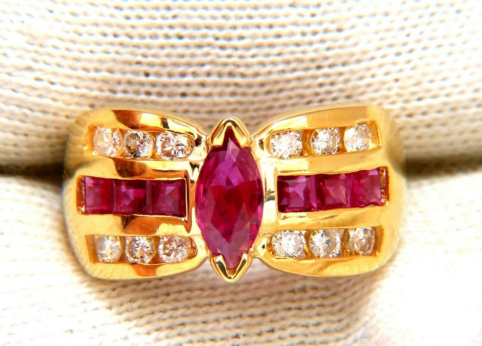 1.60 Carat Natural Ruby Retro Cathedral Ring 14 Karat In New Condition In New York, NY