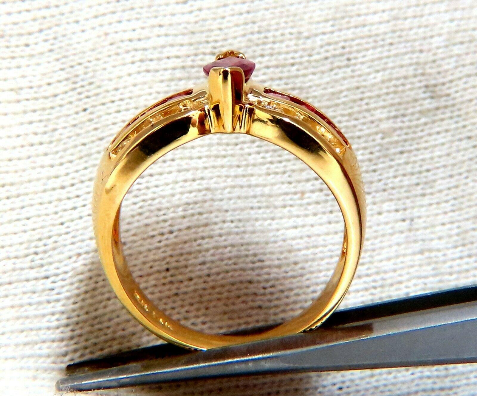 Women's or Men's 1.60 Carat Natural Ruby Retro Cathedral Ring 14 Karat
