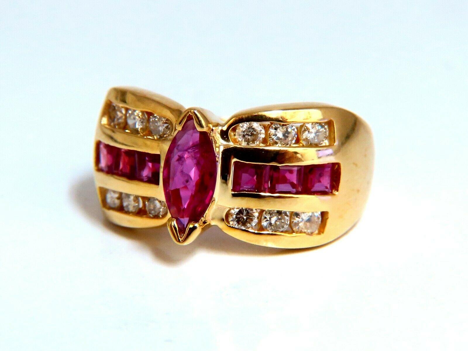 1.60 Carat Natural Ruby Retro Cathedral Ring 14 Karat 1