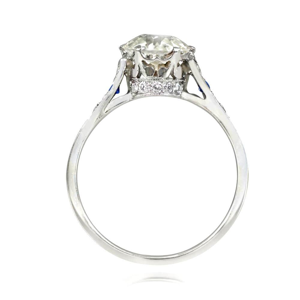 Art Deco 1.60 Carat Old Euro-Cut Diamond Engagement Ring, Vs1 Clarity, Platinum For Sale