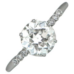 1.60 Carat Old European Cut Diamond Engagement Ring, Platinum