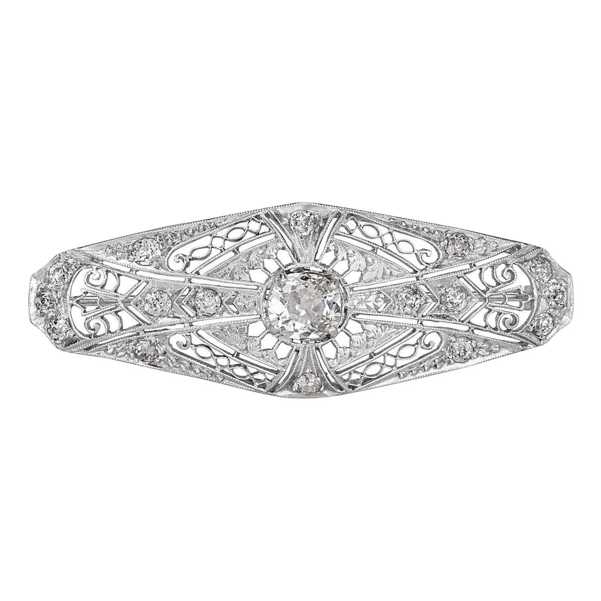 1.60ct Old Mine and Old European Cut Diamond Art Deco Pendant