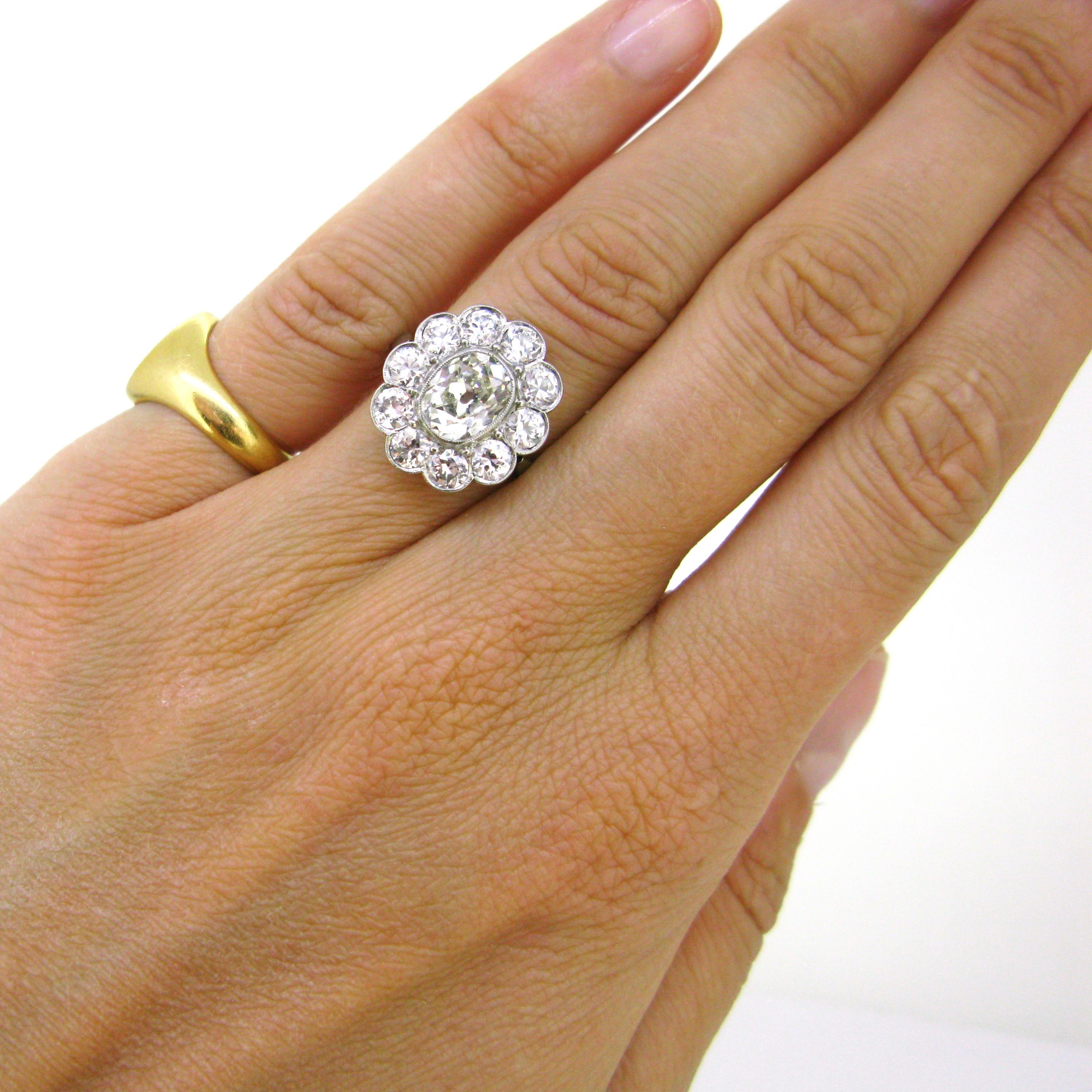 edwardian cluster diamond ring