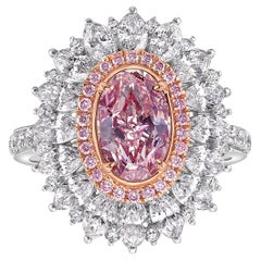 1.60ct Pink Cushion Diamond Pendant and Cocktail Ring
