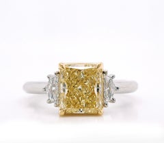1.60ct. Radiant Natural Fancy Light Yellow Diamond Engagement Ring, GIA Report